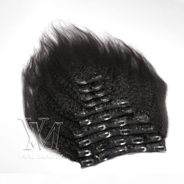 

vmae 120g 140g 160g clip in 12 to 26 inch 100% brazilian human hair kinly straight natural color non processed human hair extensions, Black;brown