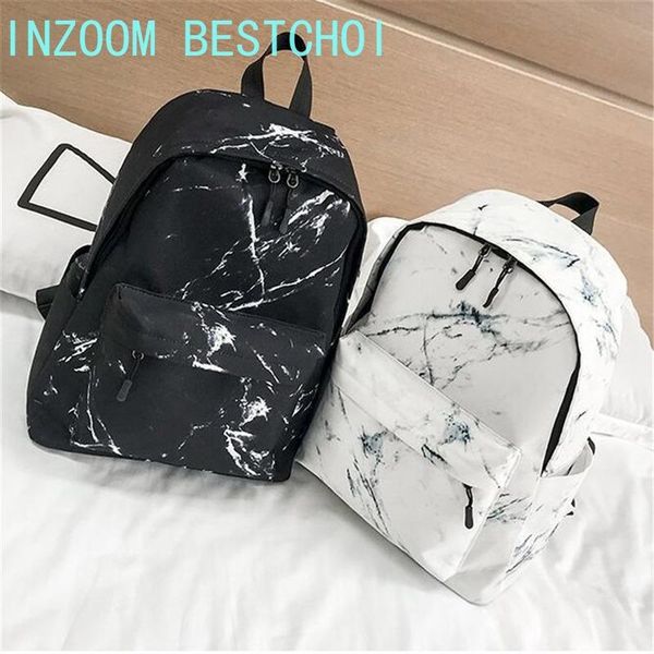 

backpack women teenager boys girls marble stone print rucksack canvas shoulder bag school mochila feminina