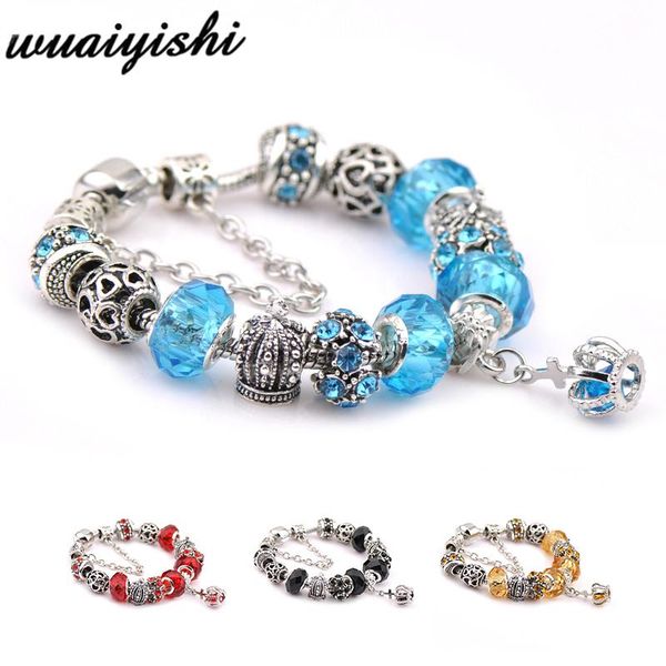 

charm bracelets vintage crystal beads charms for women famale pendant & bangles diy jewelry snake chain fashion silver, Golden;silver