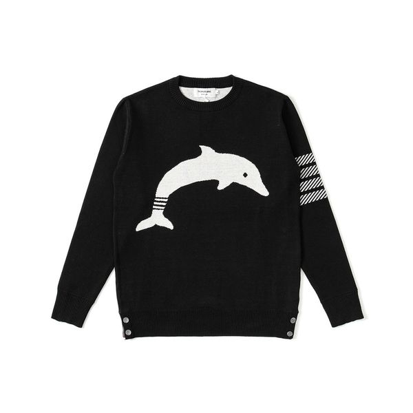 

tom brown thom browne4 stripe applique pullover four bar tb sweater, Black