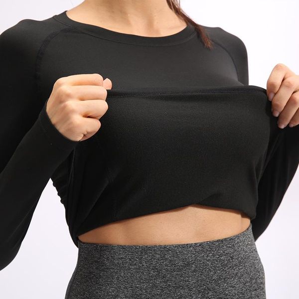 

yoga outfit fleece lined warm sports shirts women fitness tshirt running activewear blouses thermal rashguard training plus size