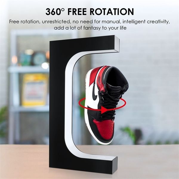 Home Espositore per scarpe galleggiante a levitazione magnetica Rotazione a 360 gradi Sneaker Shop LED Holds 220216