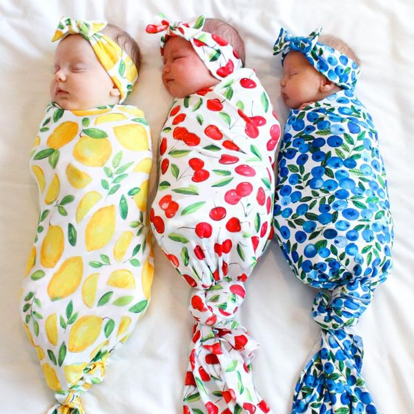 

newborn pgraphy p props christmas sleeping bags flower summer printing 2pcs set sleepwear+hair band baby girl posing swaddle decor wrap blan