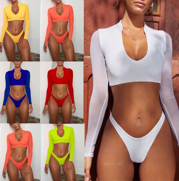

2 color long sleeve mesh bikini one piece a127, White;black