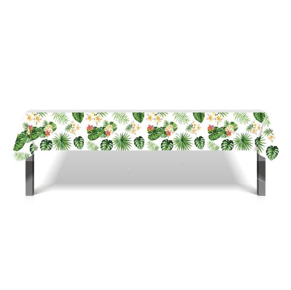 

party decoration 130*220cm flower green leaves tablecloth hawaii baby shower pe disposable tablecover happy birthday favor
