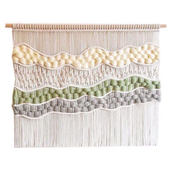 

blinds tapestry flowing clouds color icelandic wool knitting powder green wall hanging living room decoration