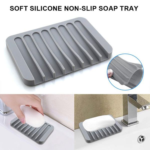 

2pcs soap saver tray case dish holder stand shower silicone rubber drainer dishes for bar bathroom kitchen drop shipping