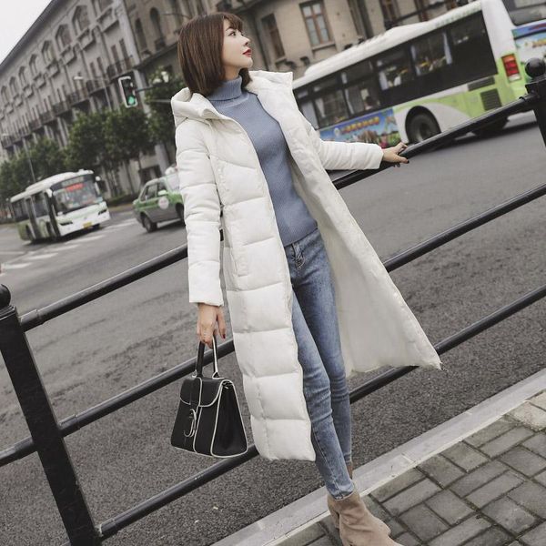 

women's down & parkas 2021 winter women jacket x-long hooded cotton padded female coat warm outwear womens parka manteau femme, Black