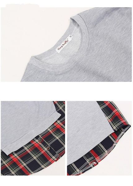 

women's hoodies & sweatshirts women sweatshirt autumn plus size 5xl fake two splice o-neck slim long sleeve casual lady loose fashion, Black