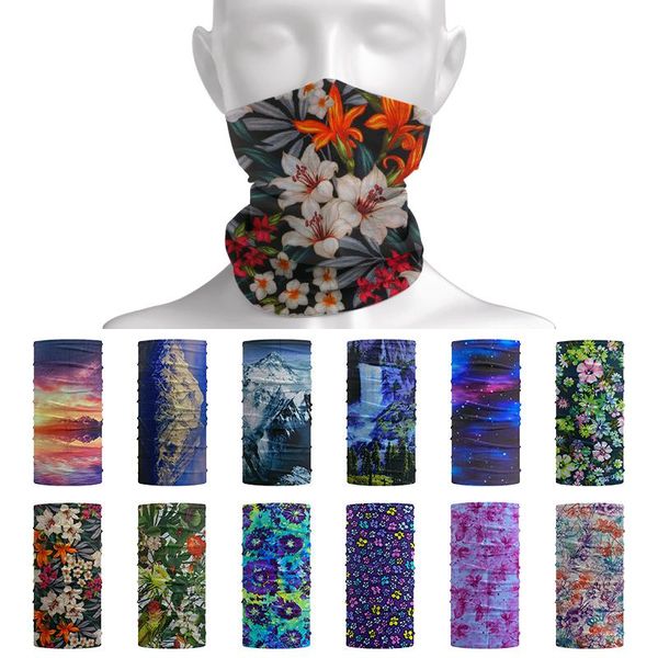 

scarves 2021 colorful floral cycling headwear women bicycle polyester neck scarf landscape bandana for sports wristband headband, Blue;gray