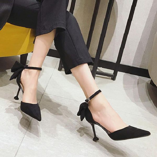 

dress shoes cresfimix women classic pointed toe shallow mouth black flock heel for office lady casual pumps b6161