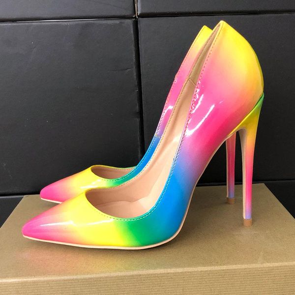 

dress shoes 2021 fashion multi color patent leather poined toe stiletto heel high shoe pump high-heeled, Black
