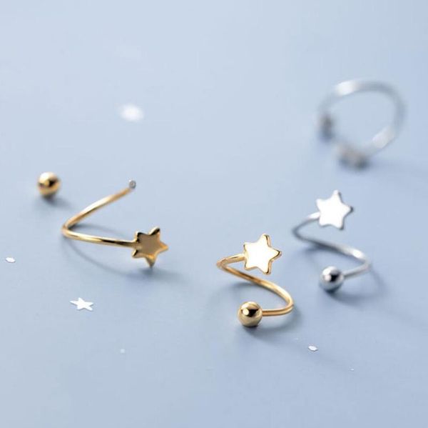 

stud star 925 sterling silver swirl ball screw earrings a1518, Golden;silver