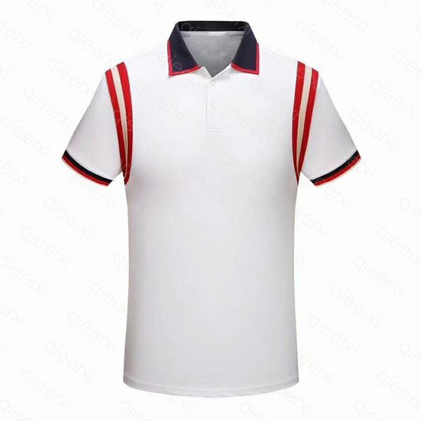 

factory luxury brand polos casual dress shirts mens polos shirt summer stripe t snake bee floral embroidery short sleeve elastic, White;black