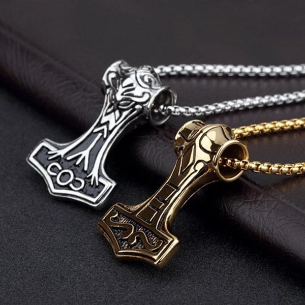 

pendant necklaces personality creative punk rock hammer necklace men's titanium steel trend party jewelry, Silver