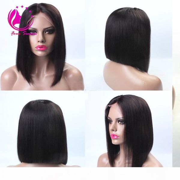 

glueless short bob cut wigs brazilian virgin human hair full lace wigs unprocessed bob style hair wigs for black women ing, Black;brown