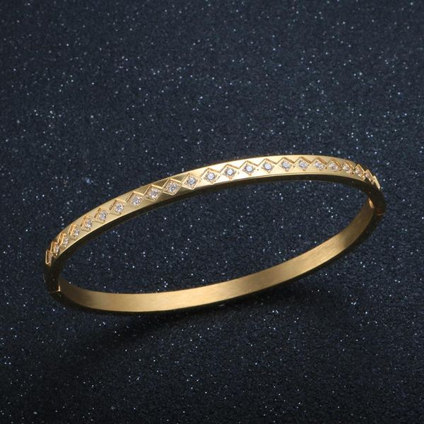 

bangle trendy rhombus cubic zirconia minimalist wedding for women girl jewelry gift wholesale, Black
