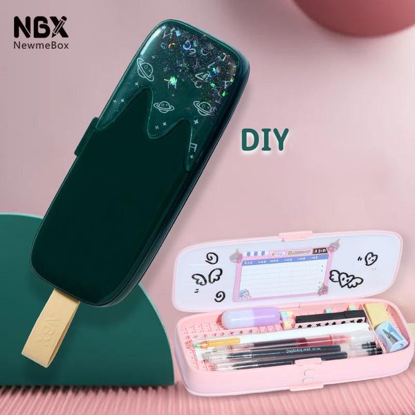 

pencil bags building blocks case ice cream school kawaii pencilcase for gills boys assembled diy pen box storage pouch supplies