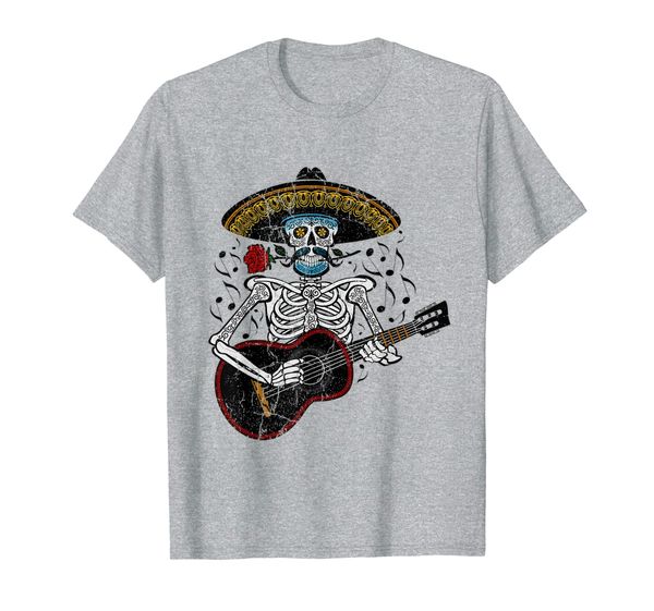 

Mariachi Skeleton Playing Guitar Day of the Dead T-shirt T-Shirt, Mainly pictures