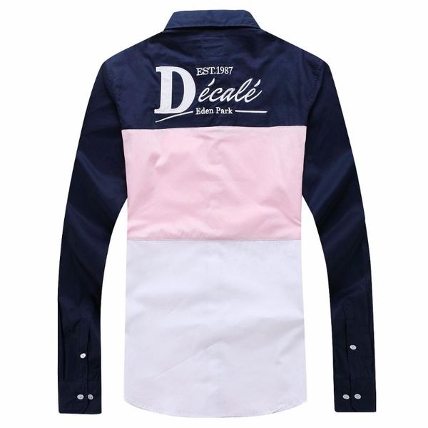 

men's eden french brand design shirts patchwork long sleeve casual shirt cotton camisa masculina homme embroidery park 3xl, White;black
