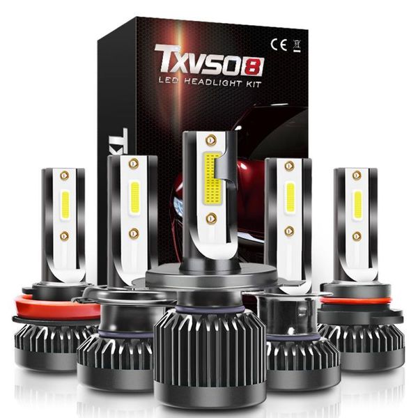 

car headlights 1 pair auto mini light h1/h7/h11/9005/9006/9012 cob led headlight bulbs 60w 8000lm 6000k