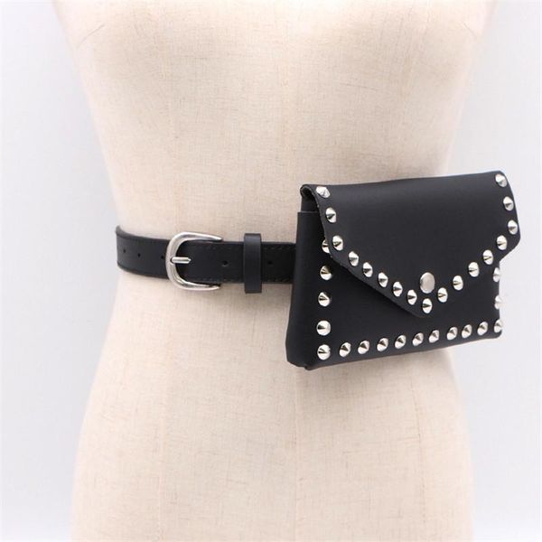 

belts fashion punk pointed rivet small pockets female model handbags mobile phone purse bag belt trend, Black;brown