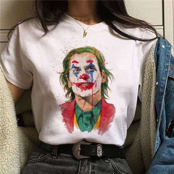 

joker harajuku cartoon graphic printed t shirt women horror movie ullzang t-shirt 90s funny tshirt streetwear tee female, White