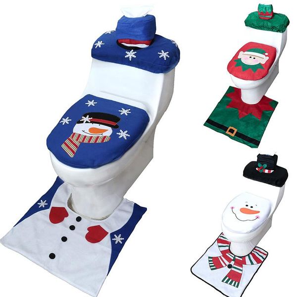 

christmas toilet seat & cover soft flexible bathroom mat xmas decor home decoration santa claus foot pad rug toilet supplies