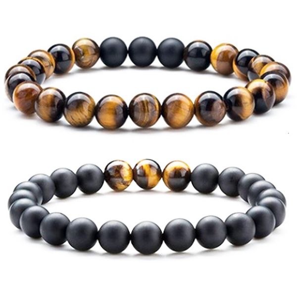 

bracelet tiger eye stone lovers frosted black agate buddha beads jewelry, Golden;silver