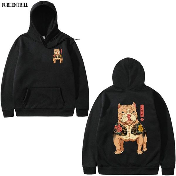 

men's hoodies & sweatshirts 2021 hip hop hoodie sweatshirt american domineering bully dog scythe harajuku streetwear pullover cotton fa, Black