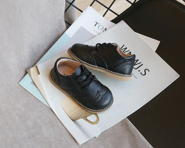 

block shoes spring new british style small leather shoes for boys, Black;red