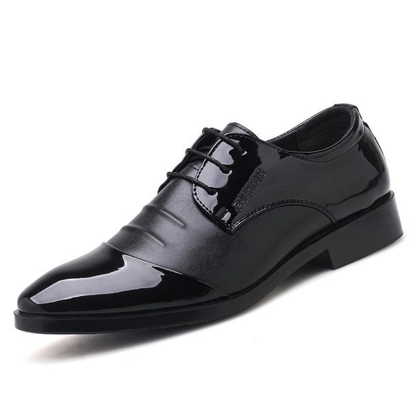 

dress shoes 2021 men fashion business classic leather suits pointed leisure slip on oxfords, Black