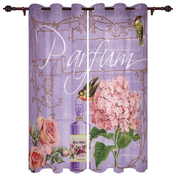 

curtain & drapes vintage rose flower bird purple window curtains bedroom kitchen panel for living room christmas home decor