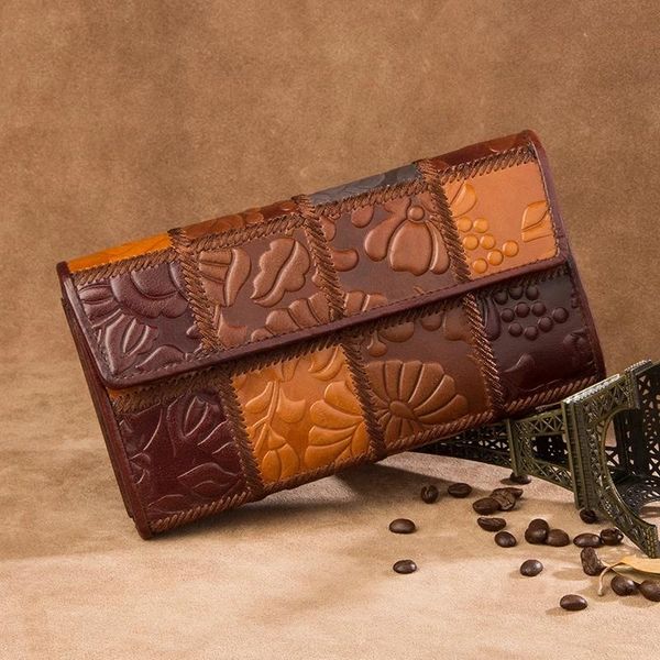 

wallets j.m.d vintage genuine cow leather square pattern women wallet 3 folded lady, Red;black