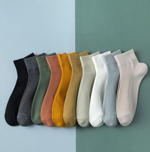 

men's socks 5pairs breathable short ankle men solid mesh male boat, Black