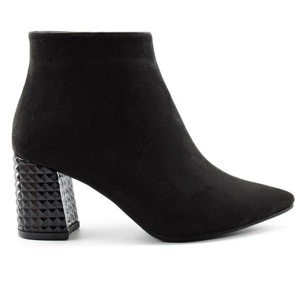 

boots autumn winter vegan leather women high heel short black pointed toe ankle