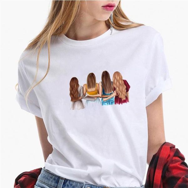 

2021 new women t-shirts casual harajuku girl printed tee summer female t shirt short sleeve t shirt for women tees, White