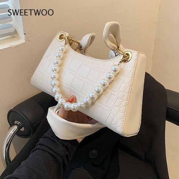 

evening bags bag female 2021 summer fashion retro wild pu pearl chain underarm shoulder handbag