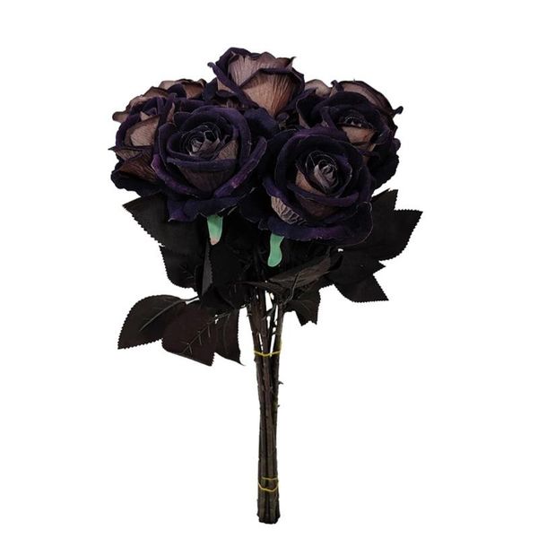 

decorative flowers & wreaths 27re artificial black rose single stem fake silky velvet flower realistic bouquet