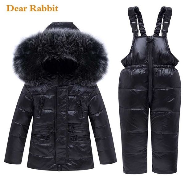 

winter baby boy girl clothing set warm down jacket coat snowsuit children parka kids clothes ski suit overalls overcoat 211027, Blue;gray