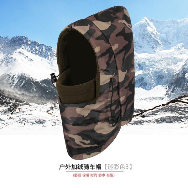 

windproof warm hat cycling camouflage winter cap plush ear mask outdoor sport motorcycle bandana ciclismo headwear ed50qm, Black