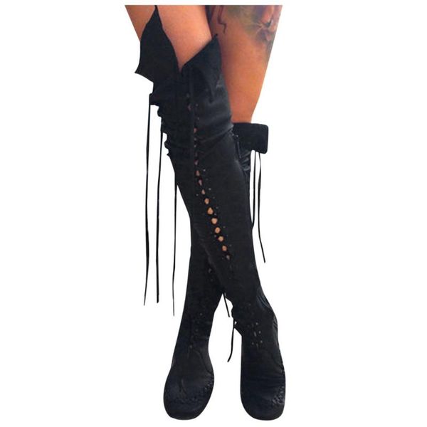 

boots women's classic boot round toe low-heeled lace-up shoes embroidered western high waterproof ladies snow winter boots#g, Black