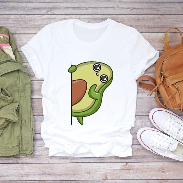 

women cartoon avocado fruit summer fall cute 90s print lady t-shirts womens graphic t shirt ladies female tee t-shirt, White