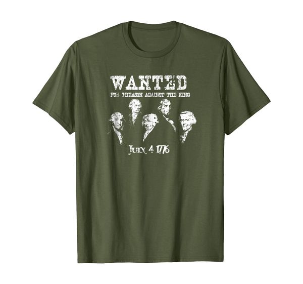 

wanted treason founding fathers 1776 independence day tshirt, White;black
