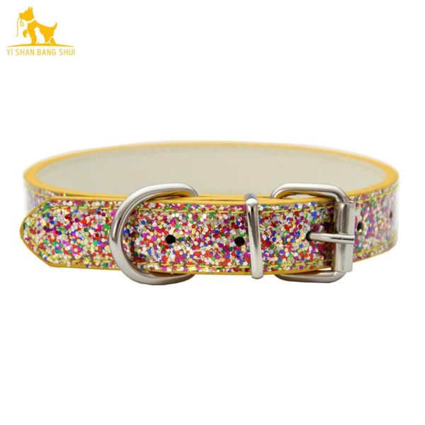 

dog collars & leashes bling pu leather designer cat collar colorful pattern puppy neck strap for small medium dogs chihuahua drop