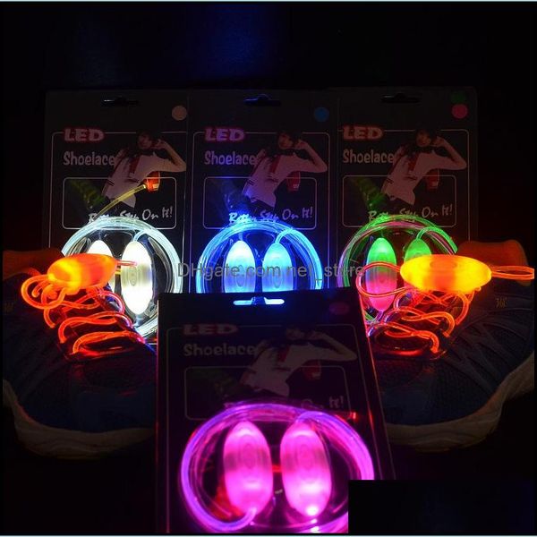 

led light shoe lace flashing fiber optic shoelaces luminous shoes laces fashion 3rd generation blister box for party disco drop delivery 202, White;pink