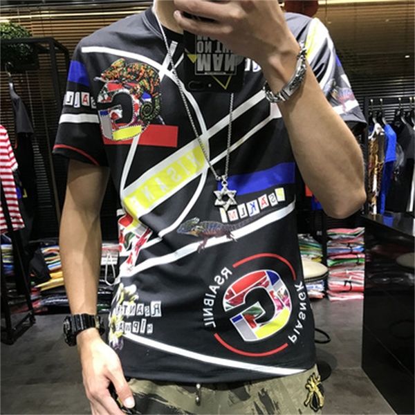 

2021 new summer cotton men's tide brand korean version of the self-cultivation trend yellow t-shirt male qq48, White;black