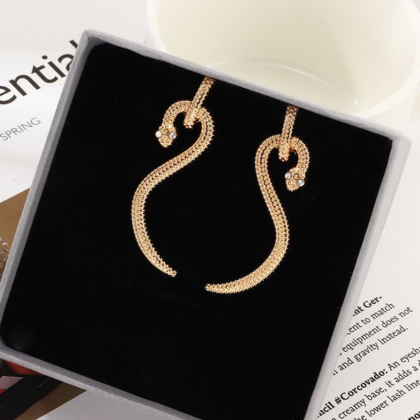 

ez2387 jewelry new personalized snake trend metal bending geometric earrings beads, Silver