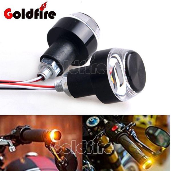 

handlebars 2 pcs cnc motorcycle led amber handlebar ends indicator grip plug turn signal light for 22mm with daylight