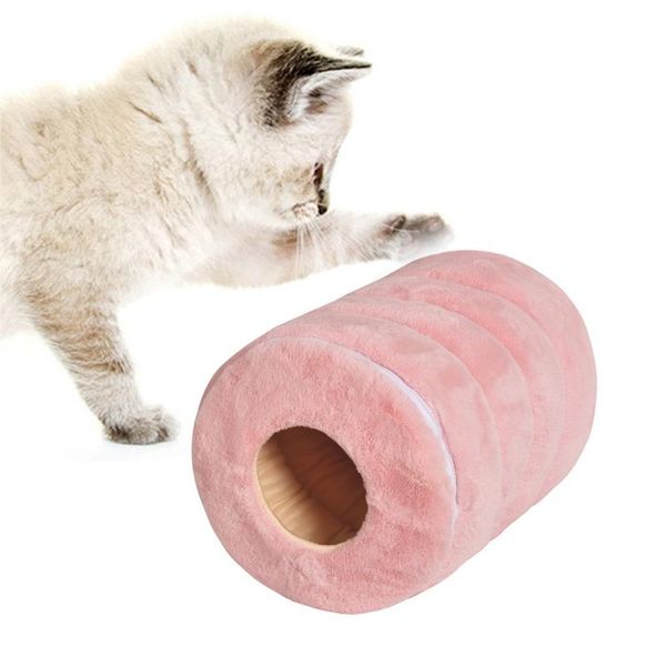

washable pet bed cylindrical round comfortable small medium pets ultra soft calming self warming indoor cat beds & furniture